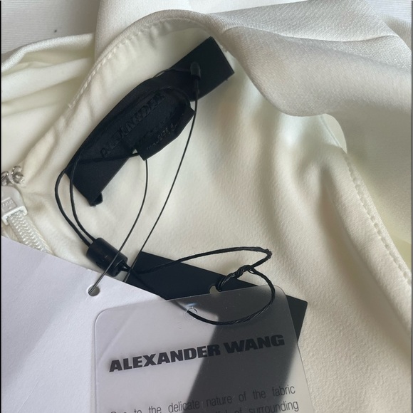 NWT Alexander Wang White V Neck Gown With Fishing Line Detail - Picture 14 of 15